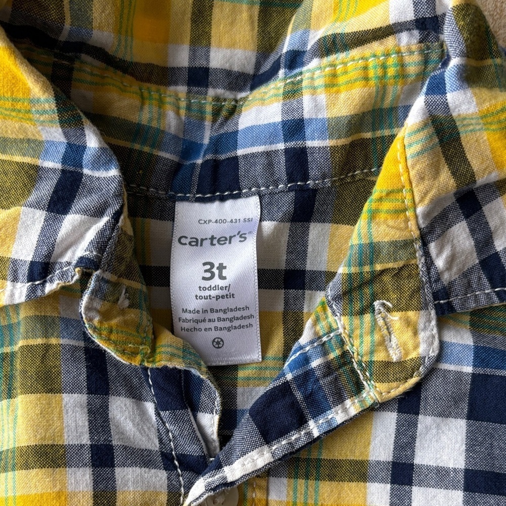 Carter’s Boys Plaid Shirt 3t - Picture 2 of 5